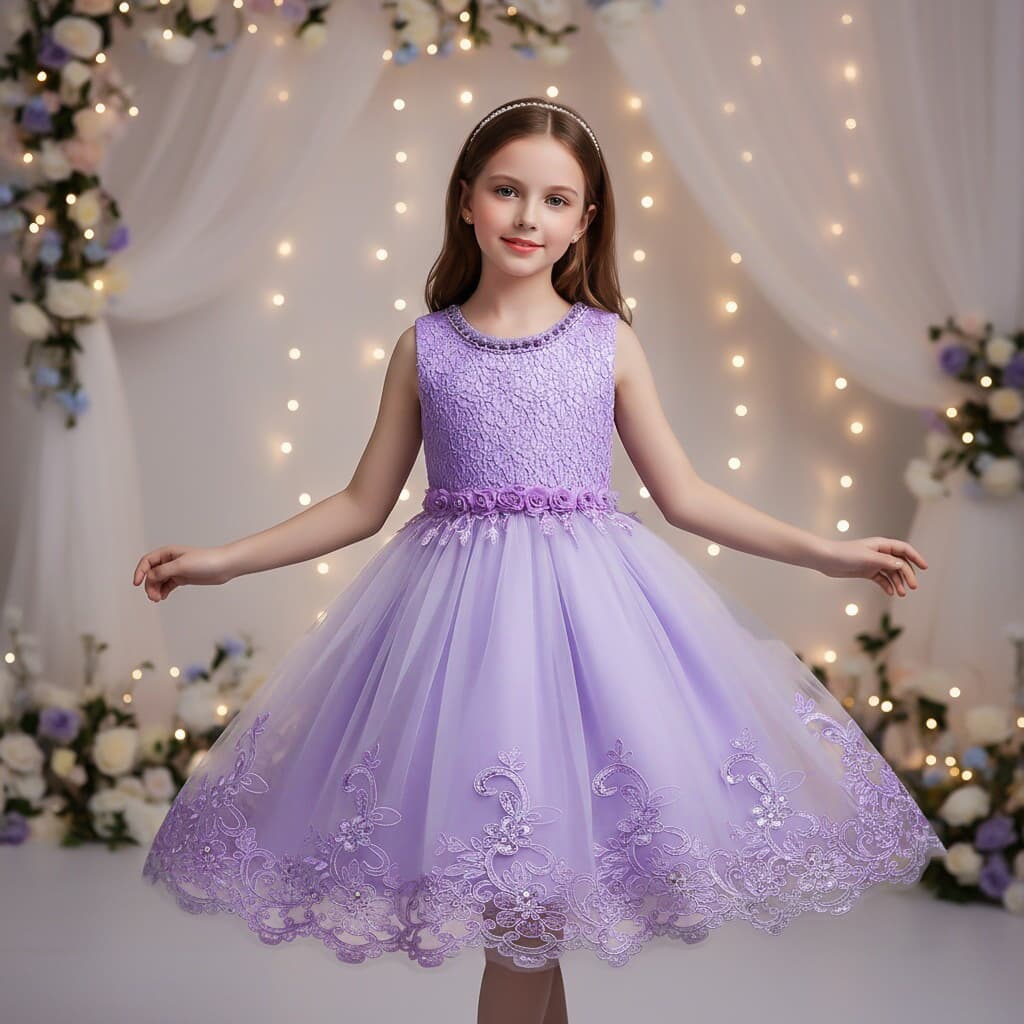 Wedding Flower Girl Dress, Bestselling Export Children's Gown, Princess Tutu Dress, Lace Beaded Tulle Girl Dress