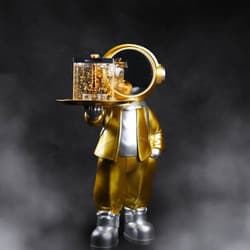 Golden astronaut statue shisha square cube acrylic shisha najil stone sand square hookah