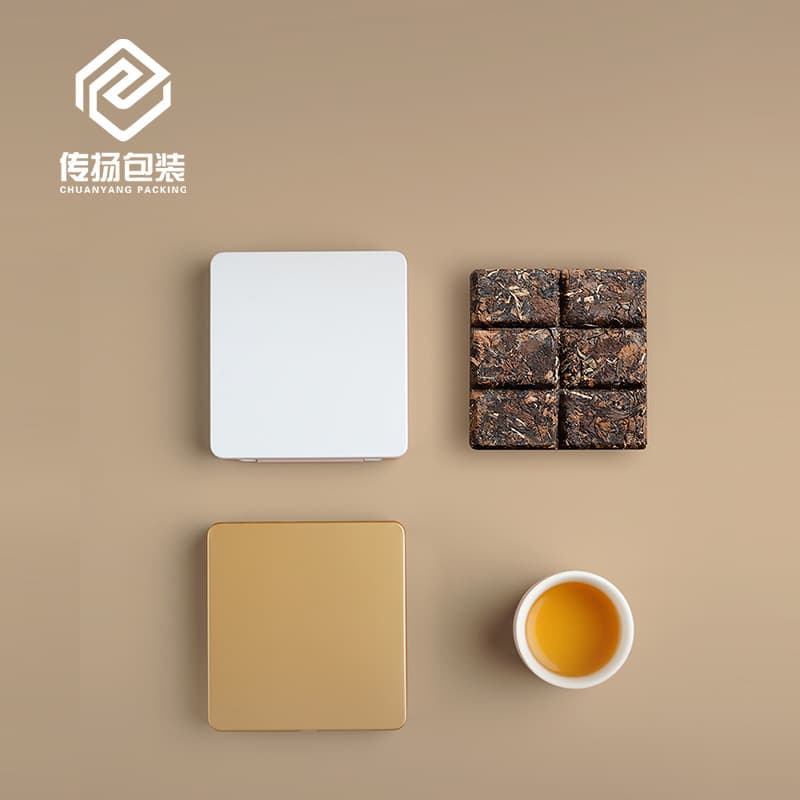 Square tinplate tea box portable metal packaging box white tea Pu'er tea pressed biscuit tea tin box