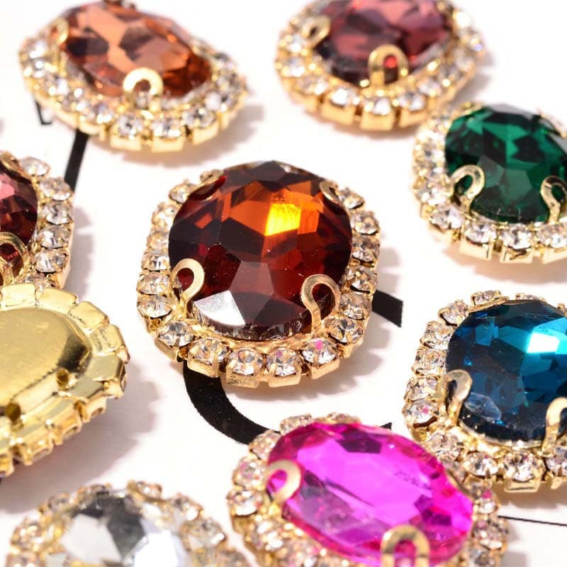 DIY Hair Clip Headband Hair Accessories Ornament Parts Hand-sewn Prong Rhinestone Cross-border Glass Rhinestone Prong Chain Border Oval Wholesale