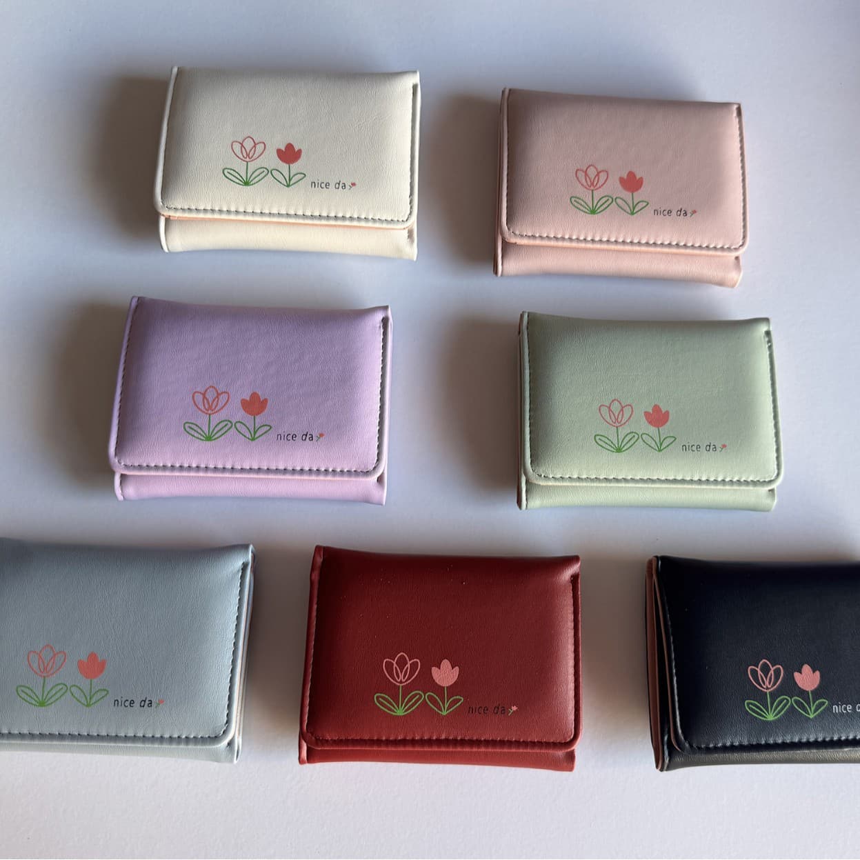 New Women's Tri-fold Wallet Floral 2 Mini Coin Purse Fashion Card Holder