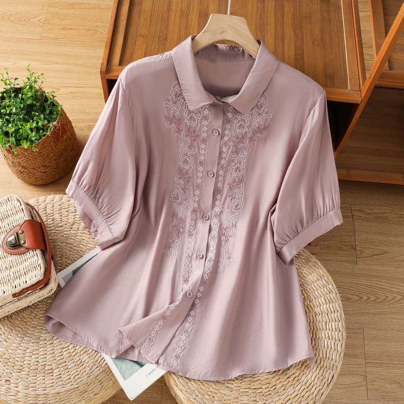 Actual Photo Artistic Loose Breathable Cotton Linen Shirt New Stylish Top for Women with Embroidery Design Versatile Blouse