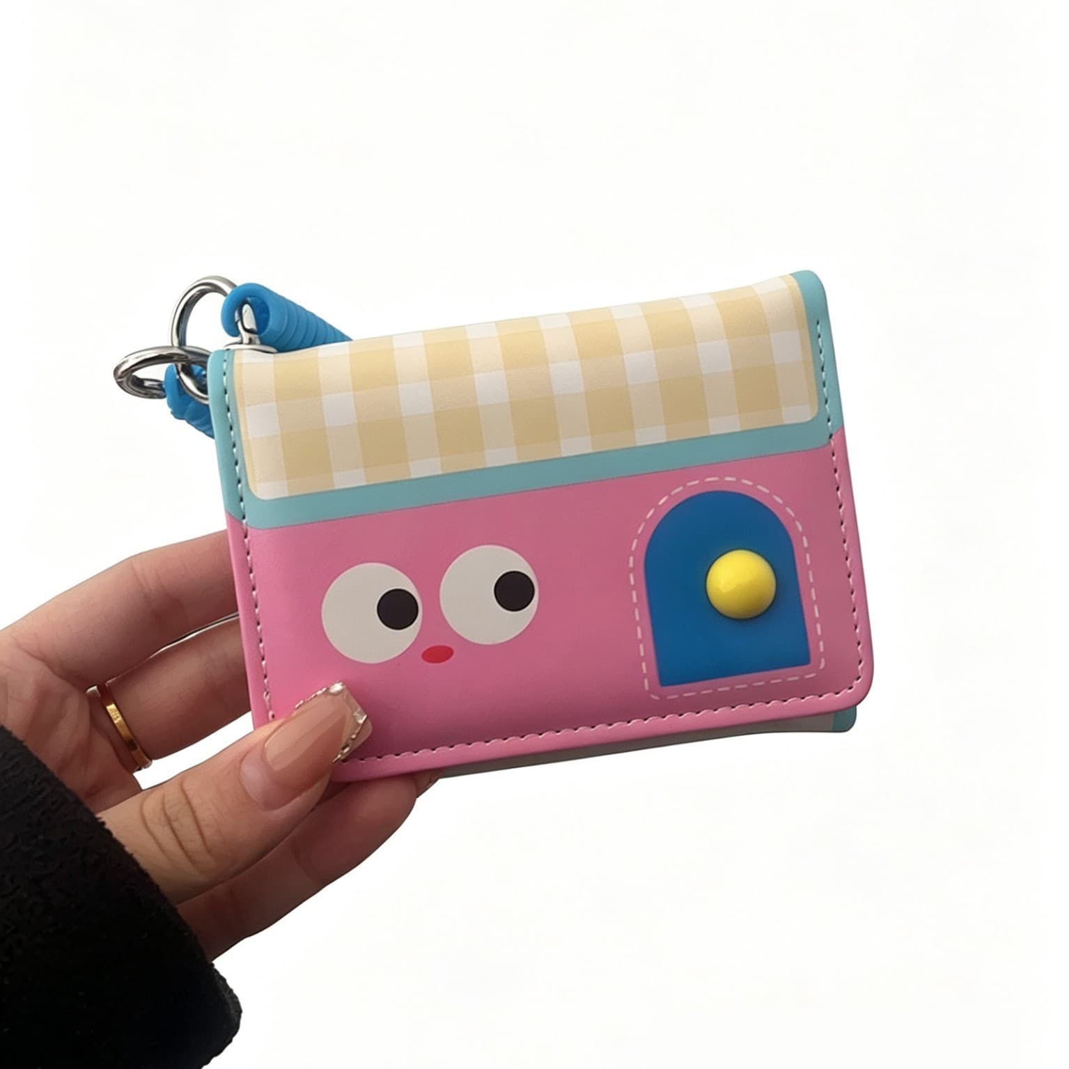 2026 Korean version of cute cartoon multi-color tri-fold small wallet dopamine color spring rope ladies coin purse cross-border