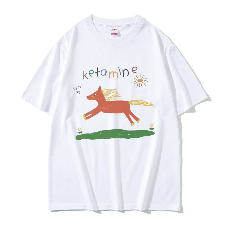 Funny Ketamine Horse Graphic Print T Shirts Men Women