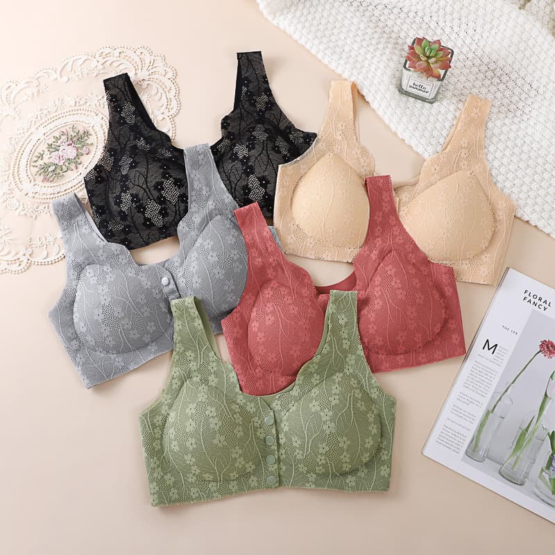 Southeast Asian cross-border lingerie, seamless front-opening vest-style thin plus-size bra for middle-aged and elderly women.