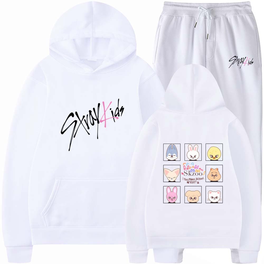 2025 New Stray Kids Merchandise Harajuku Print Hoodie and Sweatpants Set for Men and Women
