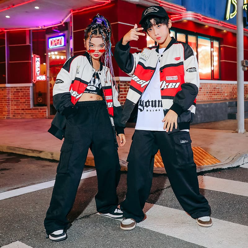 Hip Hop Kids Streetwear Set, Girls Hip Hop Fashion Performance Outfit, Boys Cool Fall Winter Clothing