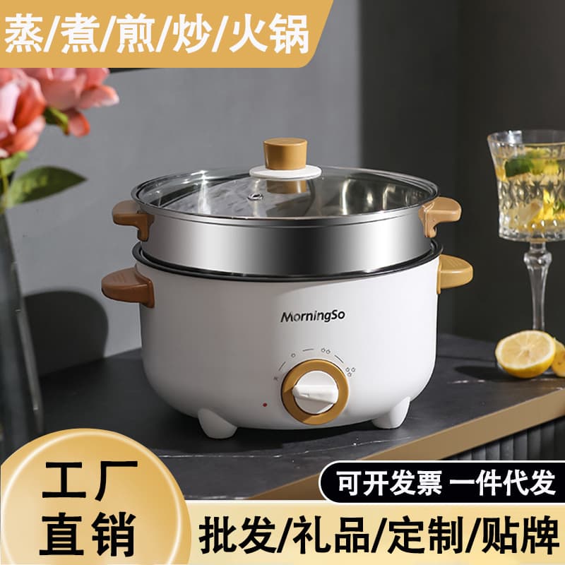Electric Hot Pot, Multi-Function Home Electric Cooker, Non-Stick Frying Pan, Small Electric Hot Pot for Dormitory and Students