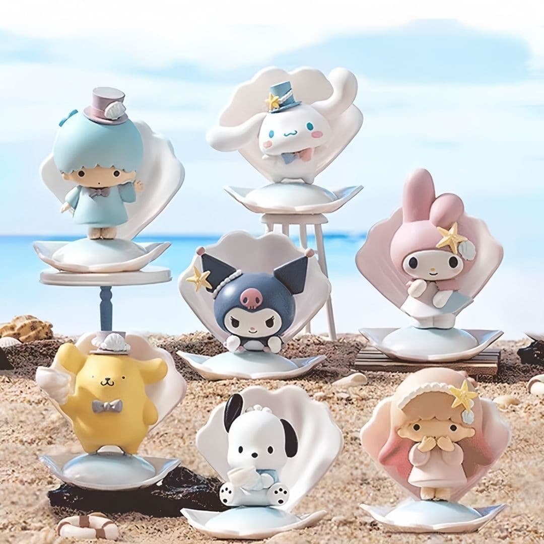 Sanrio Blue Ocean Holiday Blind Box My Melody Kuromi Figure Desktop Ornament Toy Gift for Women