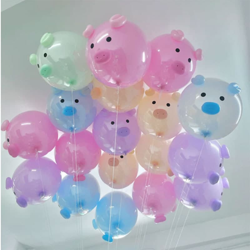 New Balloon Piggy Balloon Flying Little Bobo Pink Small Shape Internet Celebrity Toy Sales Street Stall Floating Pink Head