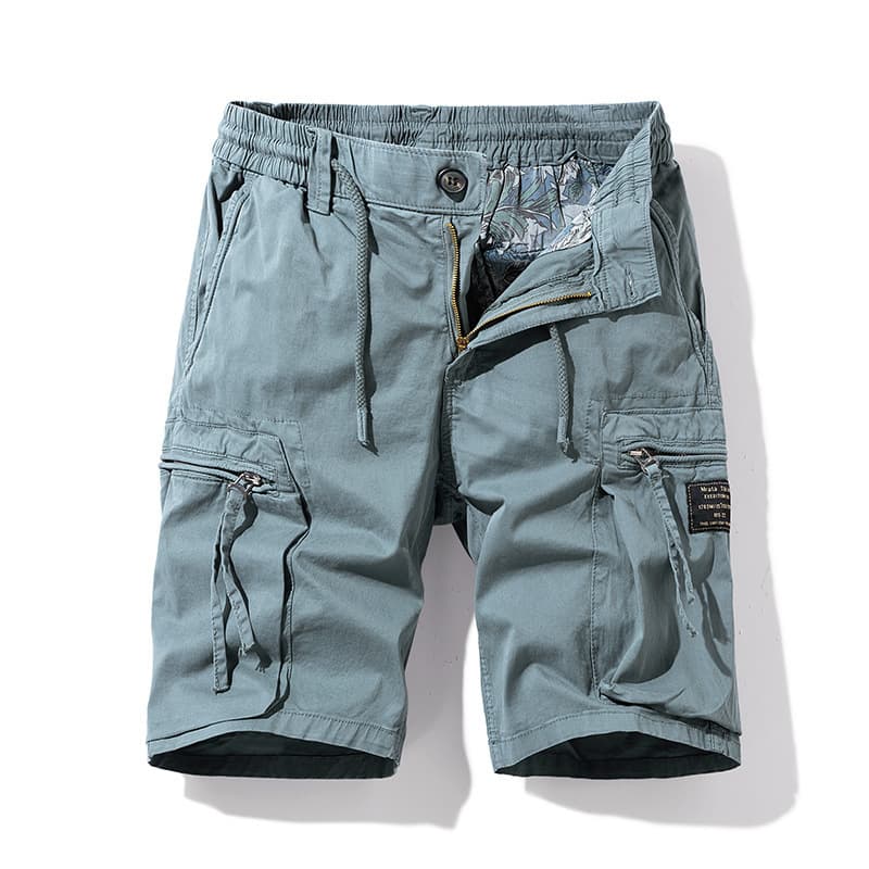 Men's Summer Outdoor Army Green Loose Casual Sports Shorts with Multi-Pockets, Cotton, All-Match