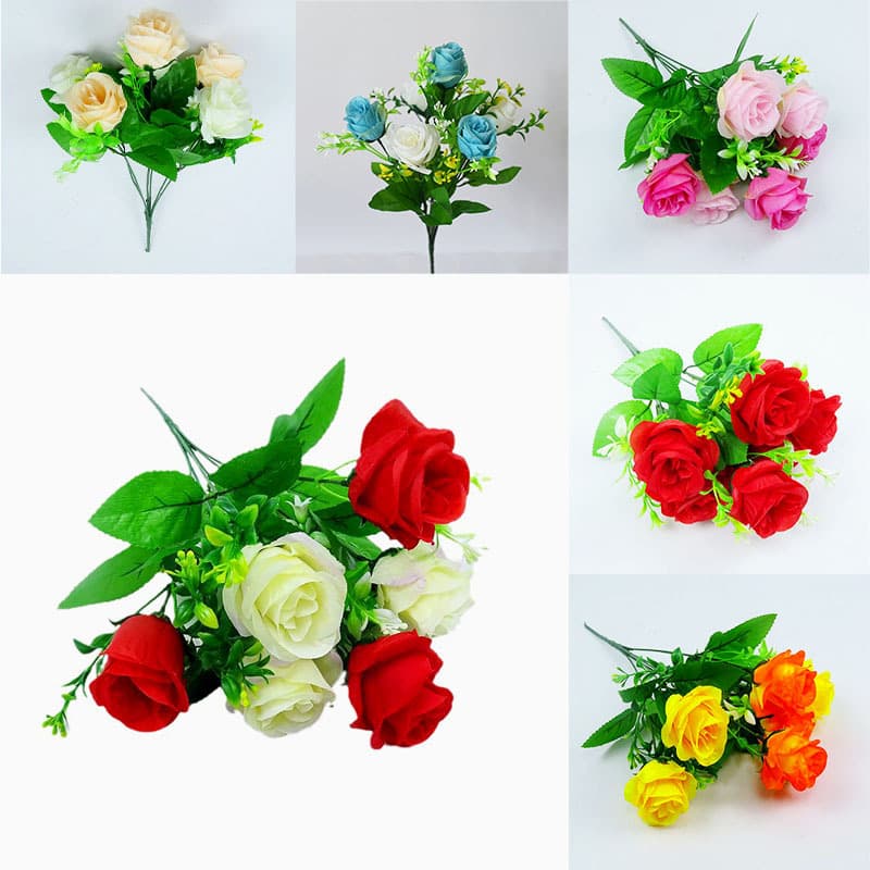 Factory wholesale of artificial flowers, large quantities preferred, roses, living room home decoration, silk flowers, 6-head pomegranate artificial flower bouquet