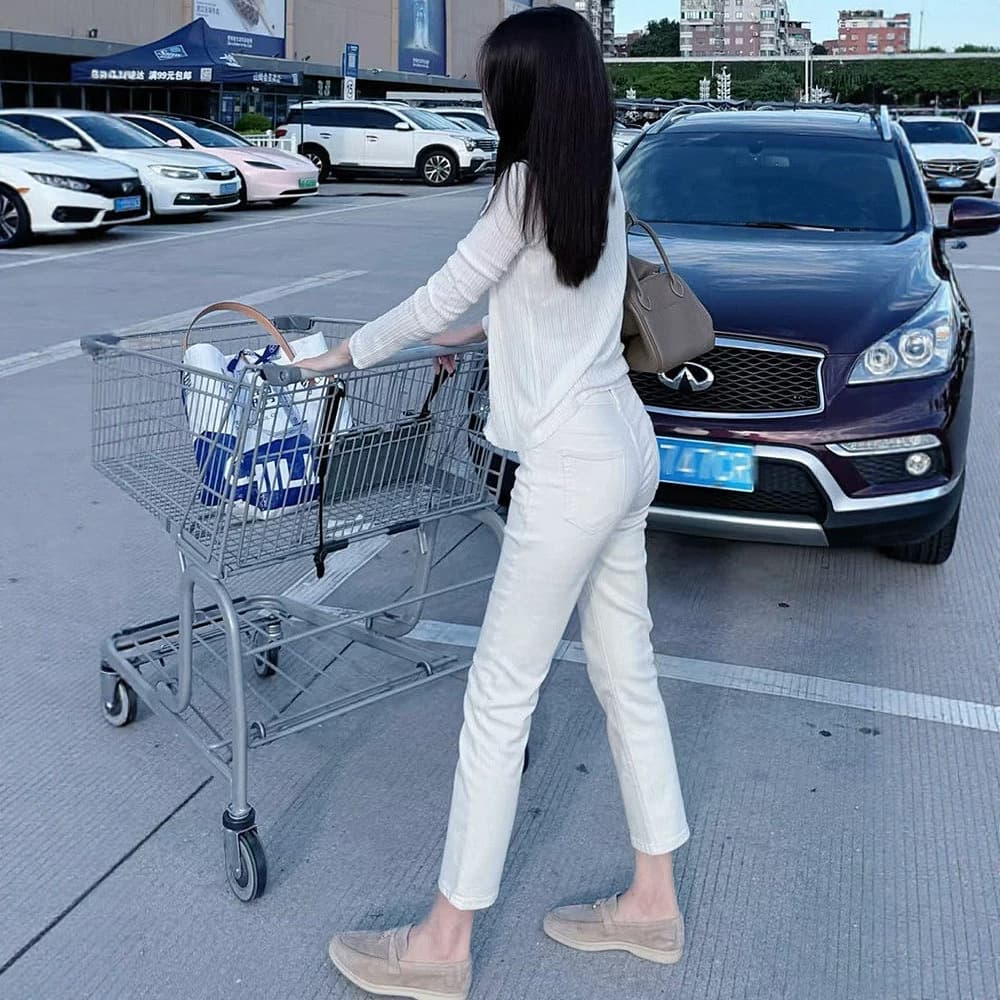 White Straight-Leg Jeans for Women 2026 Summer Thin New Stretchy Petite Lady Baguette Pants