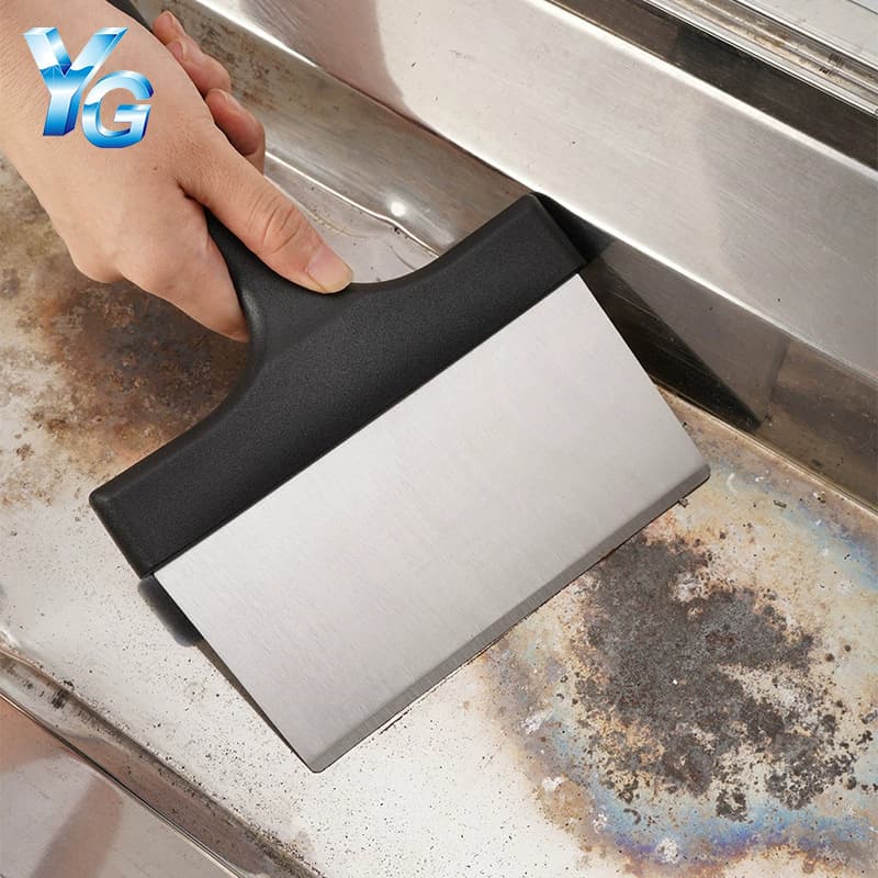 Stainless Steel BBQ Cleaning Scraper, BBQ Cleaning Tool with Handle for Grease Stain Scraping, Multi-purpose Grill Cleaning Scraper