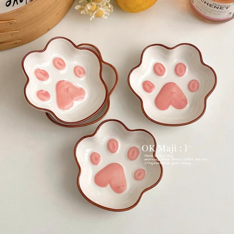 Cute Cat Dipping Dish Creative Sauce Dish Ins Style High Aesthetic Home Seasoning Dish Small Ceramic Condiment Dish
