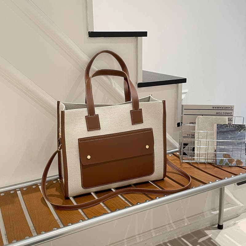 Beautiful Tote Shoulder Handbag Color Matching New Style Fashion Contrast Color Fashion Texture 2026 Casual Simple Large Capacity