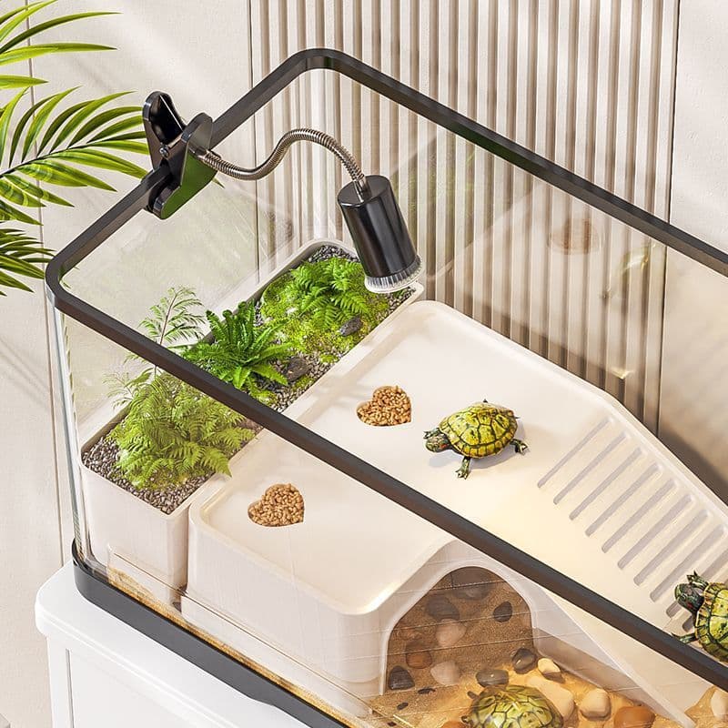 Turtle Basking Platform for Brazilian Turtles and Grass Turtles, Aquarium Decor Hideout, Climbing Ramp Villa-style Pet Turtle Tank