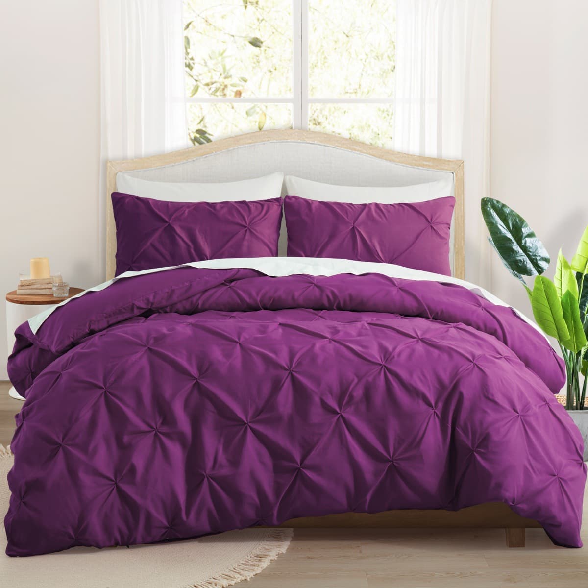 Cross-border Amazon Ruffled Craft Purple Pleated Duvet Cover Bedding Three-Piece Set for Foreign Trade Factory Wholesale