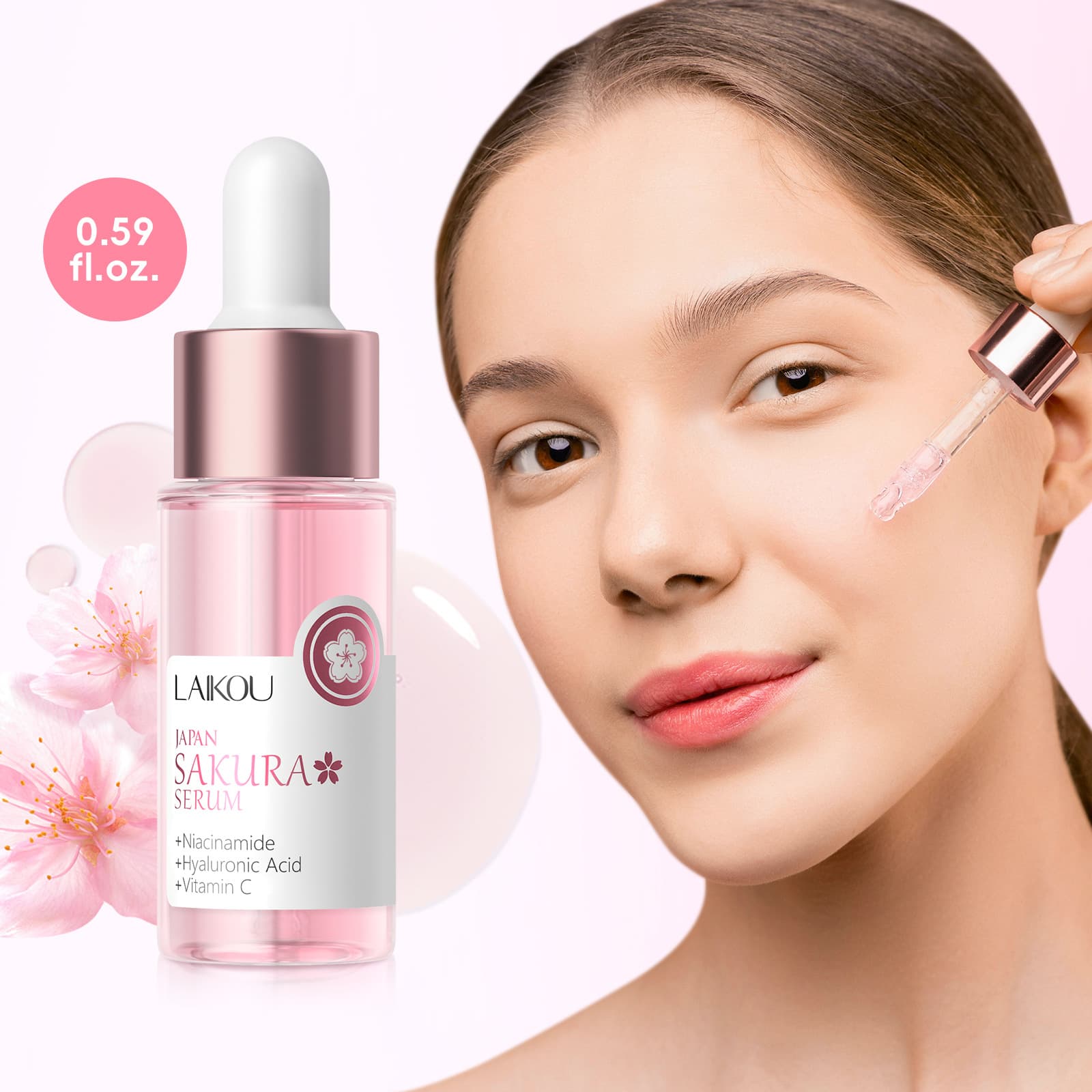 Cross-Border Laikang Japanese Cherry Blossom Essence 17ml, Facial Hydrating and Moisturizing Essence Concentrate Manufacturer Wholesale