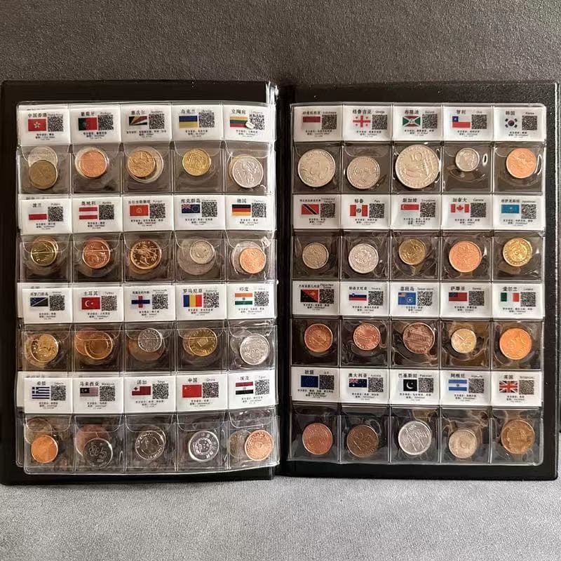 World Coins Collection Album 60 Foreign Coins Genuine Currency Gift Box Present