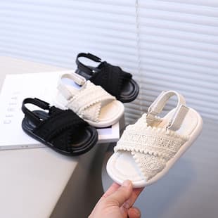 Summer New Children's Sandals Dual-Purpose Sandals Slippers Korean Style Flyknit Solid Color Open Toe Beach Sandals Roman Shoes