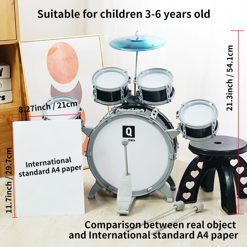 Qiaowa drum set children's toys for beginners at home 2 years old and 3 drum instruments baby jazz drum boys and girls gifts