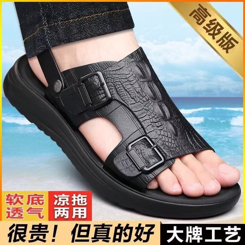 Men's Sandals Non-slip Wear-resistant Thick Sole Slippers Beach Shoes Dry and Wet Dual Use Summer Non-slip Waterproof Sandals