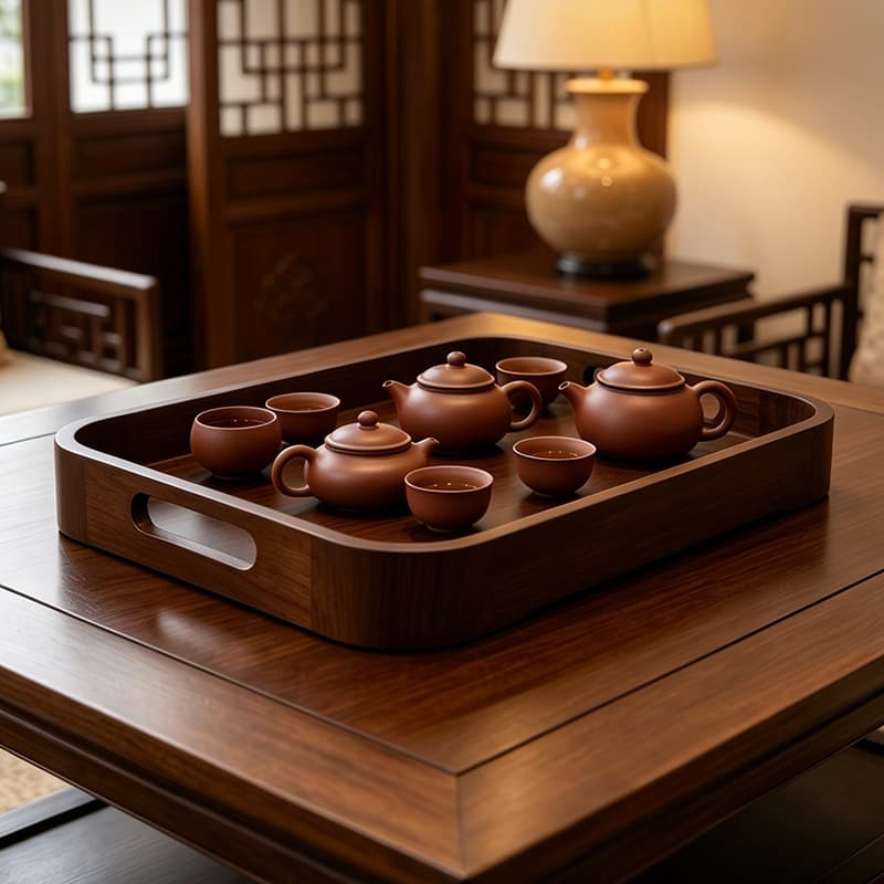 Bamboo Wood Tea Tray, Vintage Home Tea Tray, Small Dry Brewing Stand, Distressed Serving Cup Holder for Kung Fu Tea Set Storage
