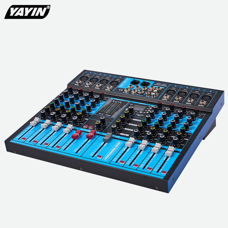 Professional 8-Channel Mixing Console Stage Band Performance Conference USB with Bluetooth Monitoring DJ Control Panel Effects