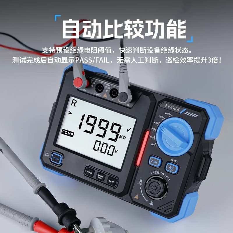 FNIRSI Megohmmeter Insulation Resistance Tester 100/500/2500V High Precision Digital Megger MRT1050