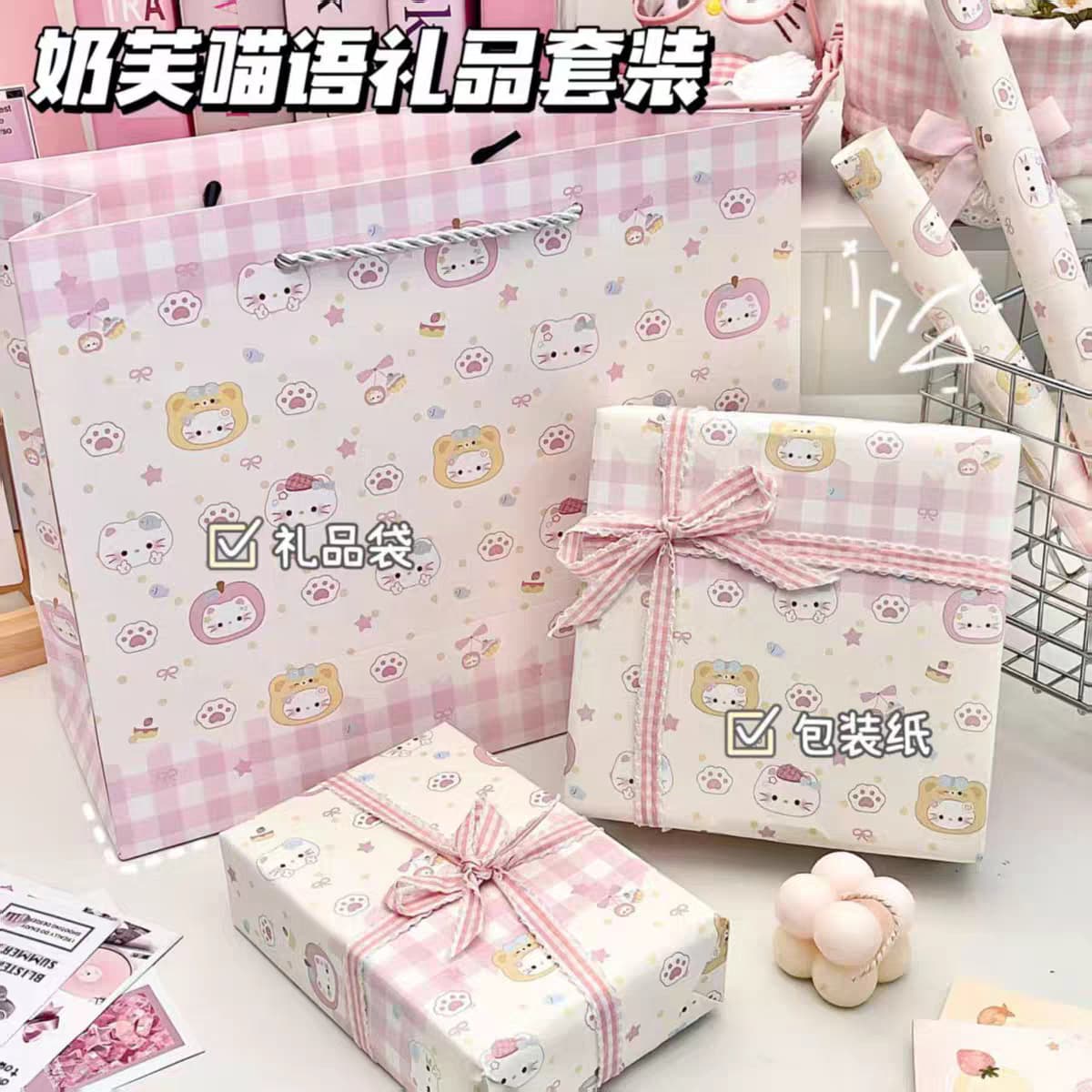Cartoon milk cat meow gift set ins style gift box gift packaging handbag holiday gift storage paper bag