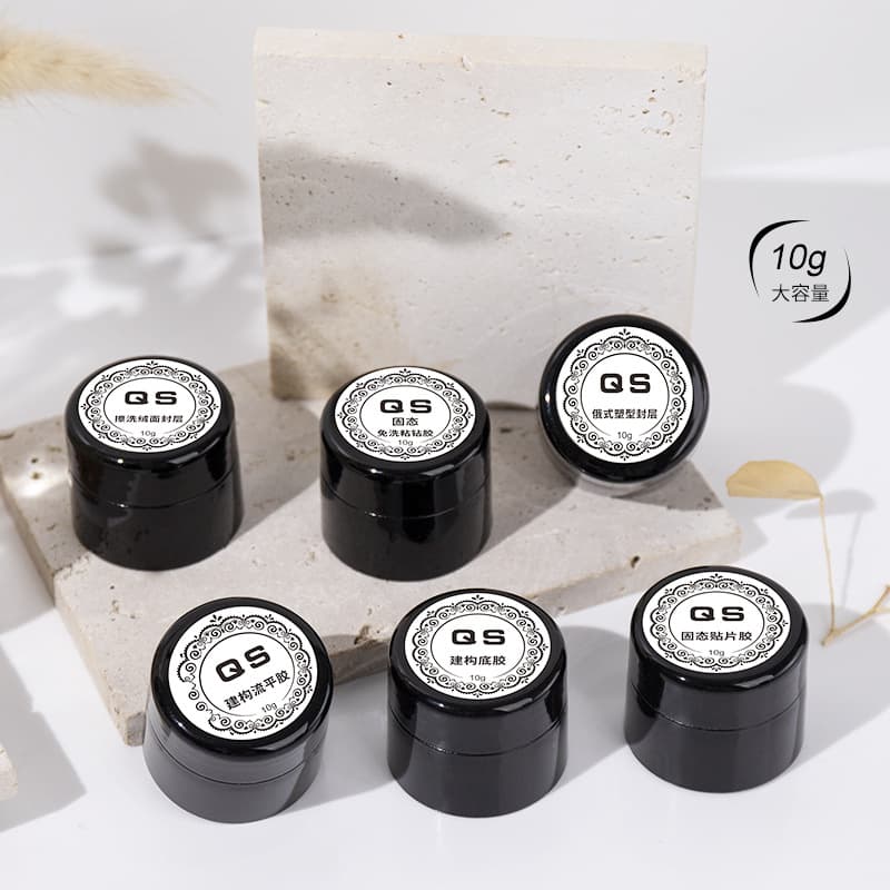 QS Deep Shine Thickened Transparent No-Wipe Glue Gel for Nail Construction Leveling, Nail Art, Press-On Nails