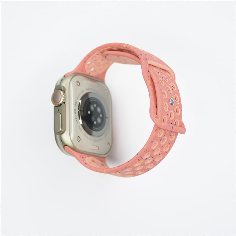 Double Color Silicone Watch Band Compatible with Apple Watch 8, Buckle Color Fragment Sport Style for All Ages and Genders