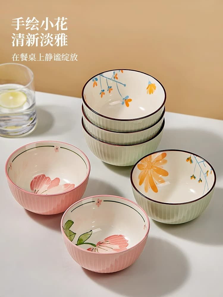 Ceramic Rice Bowl 2025 New Japanese Style Dining Bowl, Beautiful Small Bowl Dish, Fresh Tableware Set