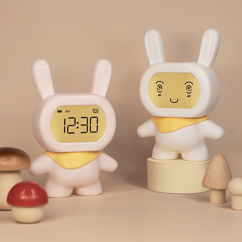 C19 Little Flying Rabbit Alarm Clock Smart Mini Program Charging Cartoon Cute Rabbit Night Light Alarm Clock Student Children's Bedside Clock