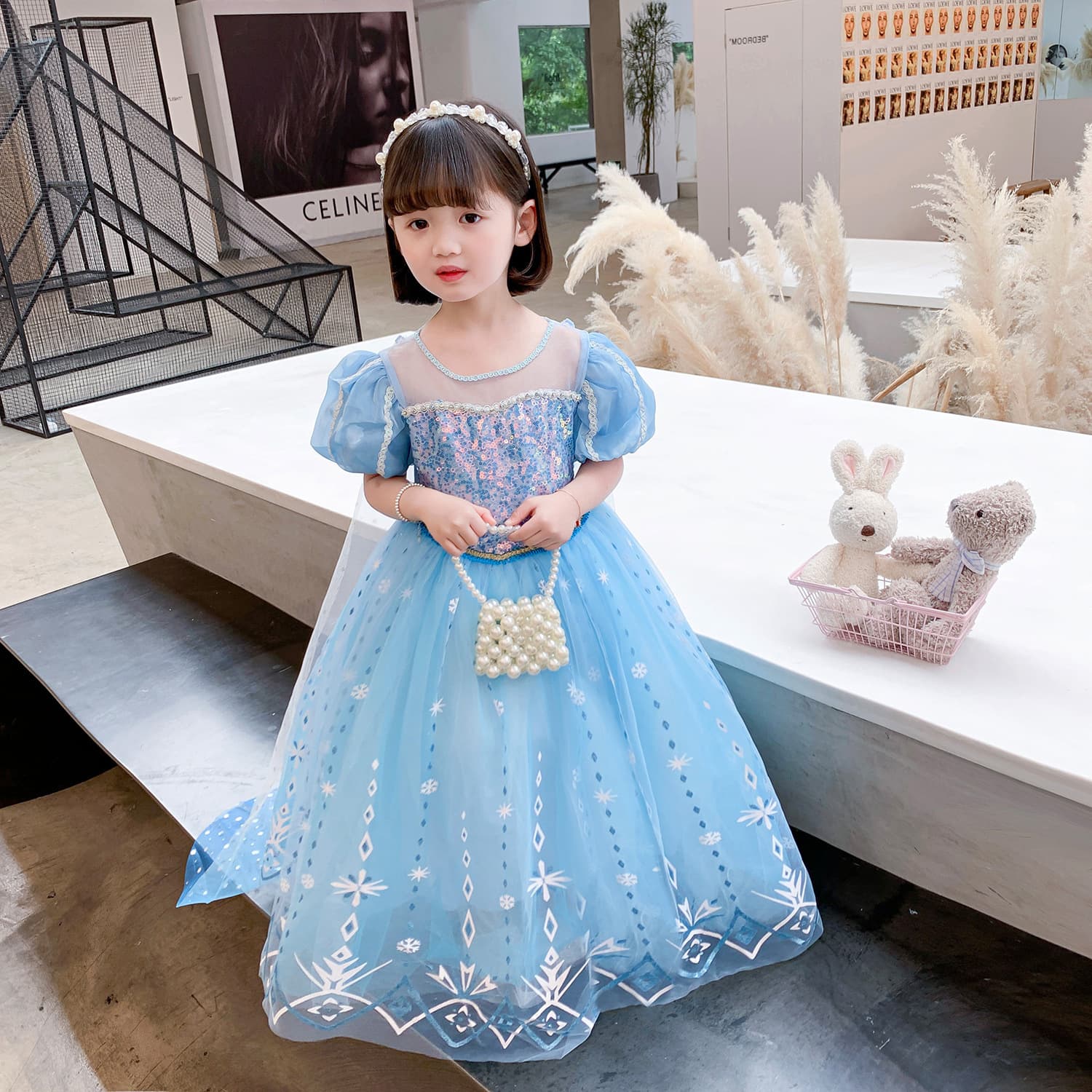 Summer Elsa 2 Princess Dress Frozen Elsa Girls Short Sleeve Dress Elsa Children's Day New Dress