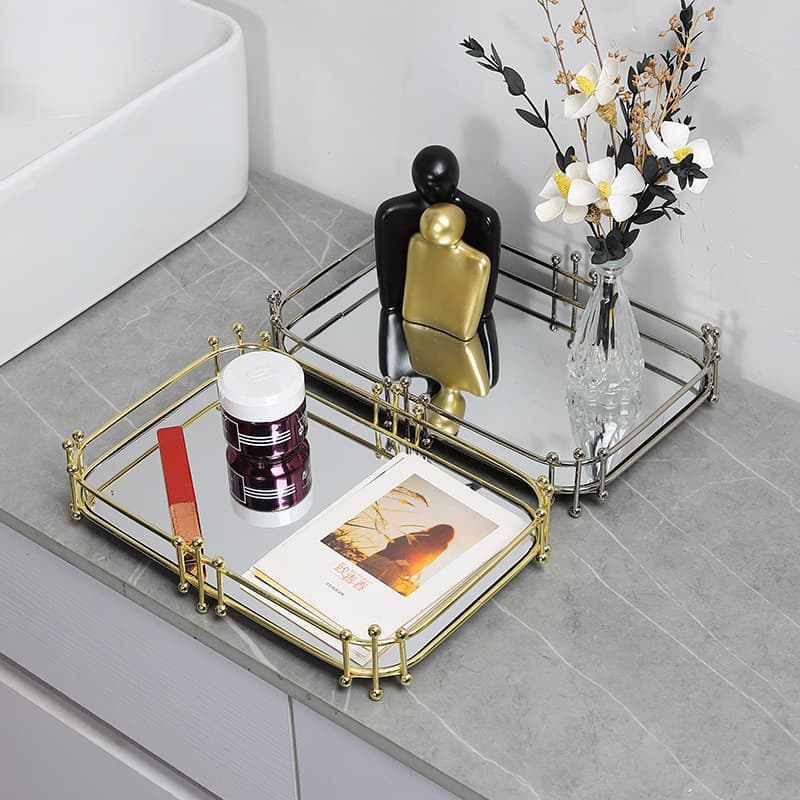 New Light Luxury Iron Tray with Metal Base, Modern Entryway Living Room Key Dish Decorative Ornament, Home Storage Tray