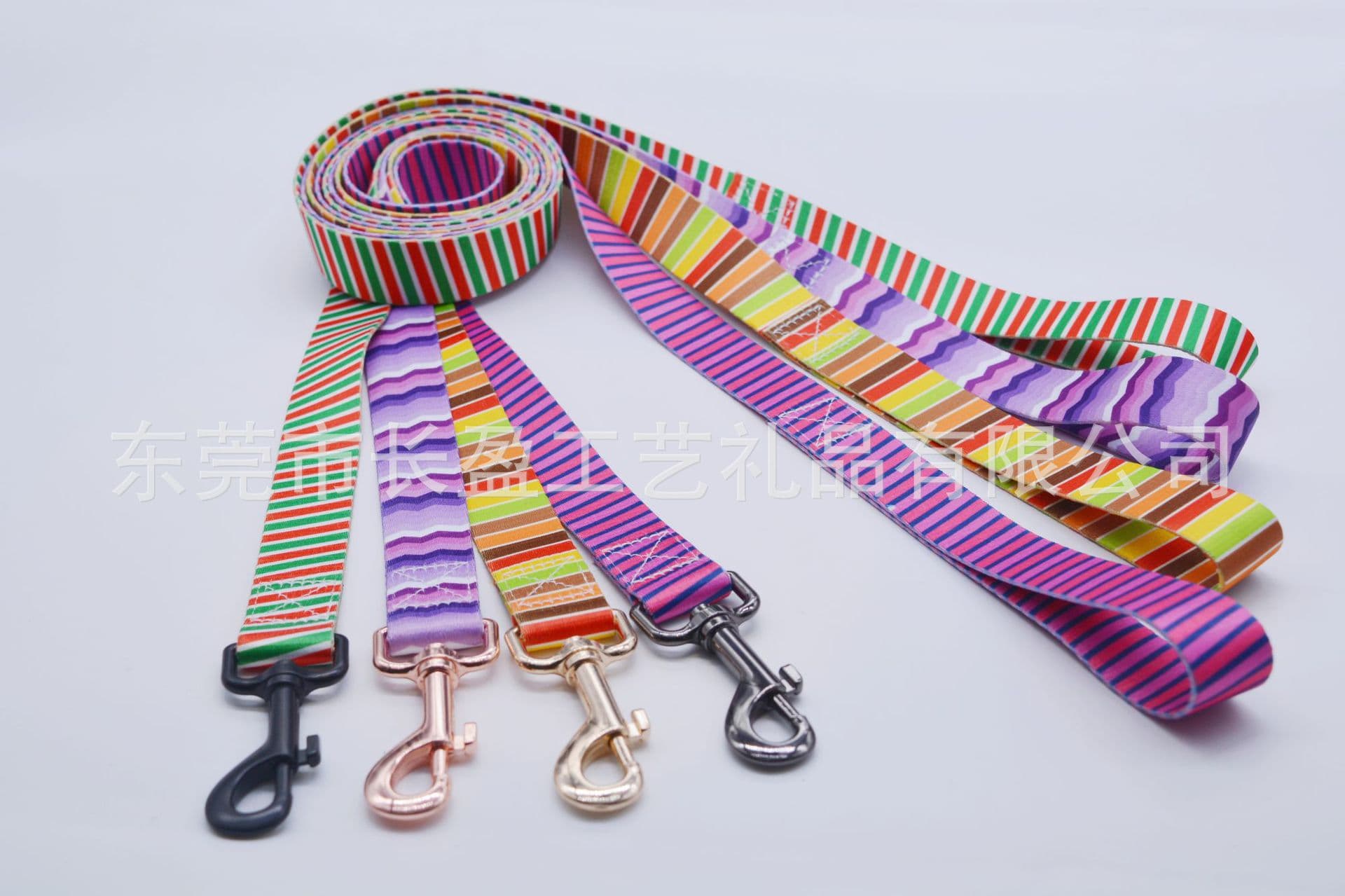 Manufacturer Lanyard Polyester Digital Print Colorful Striped Geometric Pet Leash Dog Leash Dog Walking Rope
