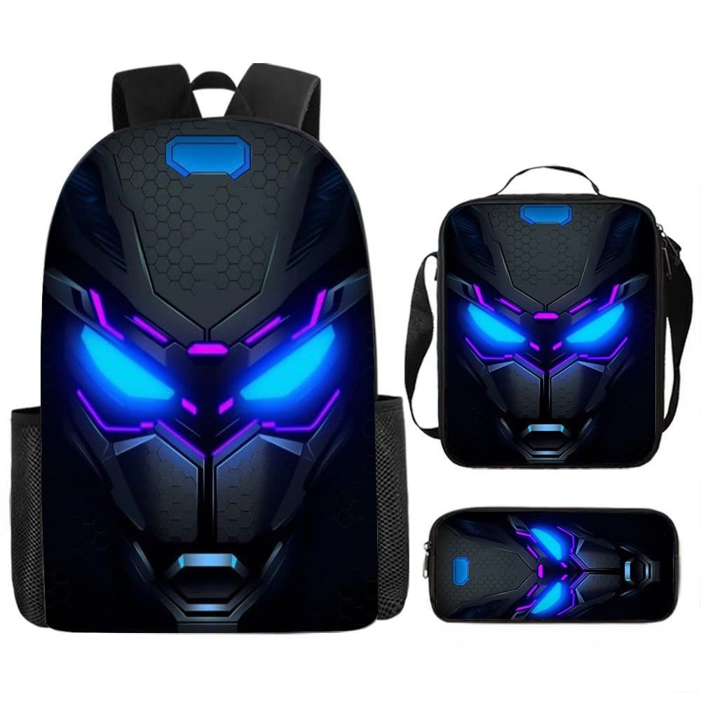 Cross-border new mechanical style school bag three-piece set large capacity student backpack children's backpack shoulder bag pencil bag