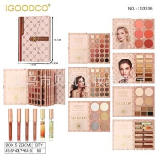 New Cross-Border Trade Multifunctional Book Eyeshadow Makeup Book with Shimmer, Matte, Lipstick Flip Page, Highlighter and Blush