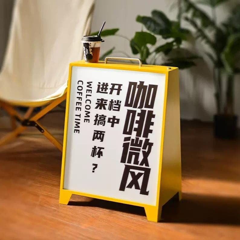 Portable Mobile Outdoor Waterproof Adjustable 3-Color Illuminated Signboard Standing Sign LED Rechargeable Floor Light Box