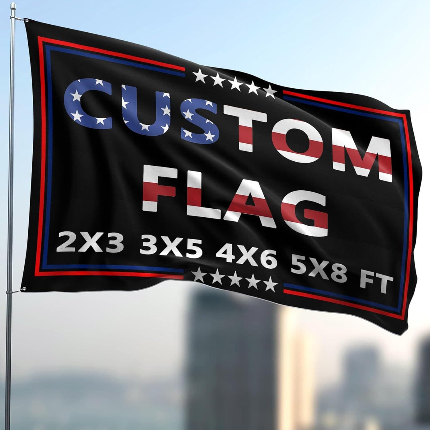 Double-Sided Outdoor Banner Factory Custom Flag Polyester Material Printed Square Shape Available in Various Sizes