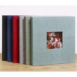 Vintage Style 16-inch Linen Photo Album Window Self-Adhesive Laminated Photo Album Student Graduation Gift Photo Album Customizable Logo
