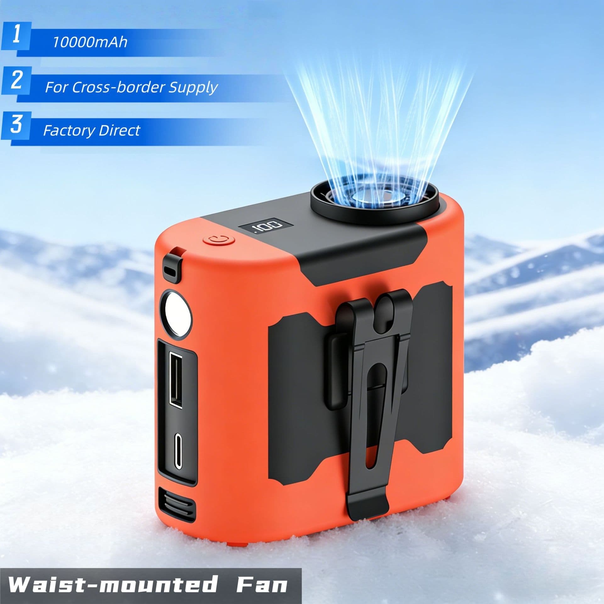 Factory Direct 10000mAh Waist Mounted Fan Customizable Portable