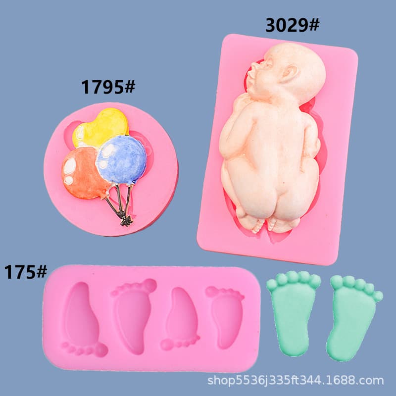 Baby Balloon Footprint Fondant Cake Silicone Mold DIY Baking Cake Decoration Chocolate Mold
