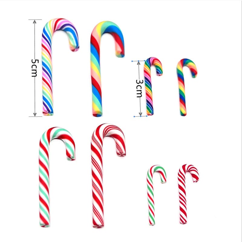 Large Polymer Clay Christmas Candy Canes Christmas Simulated Rainbow Candy Cream Glue Phone Case Materials Ornaments Accessories Wholesale