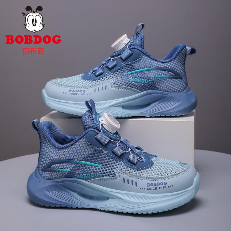 Babudou Boys' Sports Shoes 2026 Summer New Model Rotating Button Mesh Breathable Children's Running Shoes