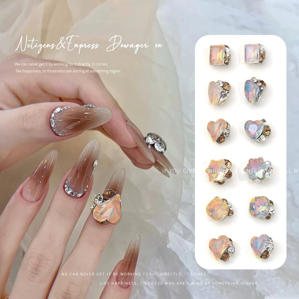 Maillard Irregular Rhinestone Alloy Finished Stacked Rhinestone Axe Rock Candy Snowflake Stacked Rhinestone Ball Nail Art Accessories Wholesale