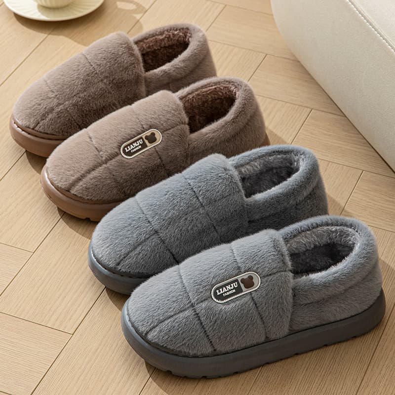 Men's Extra Large Bag Heel Cotton Shoes Extra Large 50 Home Cotton Slippers Women's Warm EVA Thick Sole Anti-Slip Slippers 489