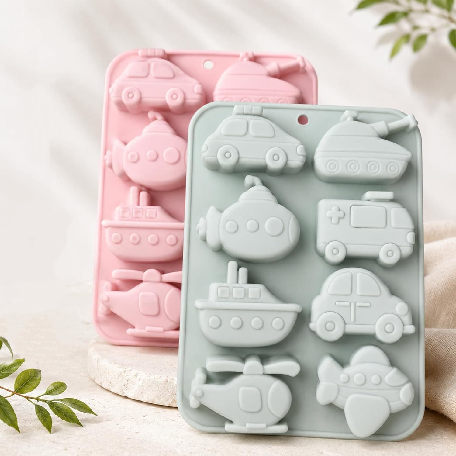 In Stock 8-Cavity Silicone Mold with 8 Different Vehicle Themes, Chocolate Mold, Ice Cube Tray, Cake Mold